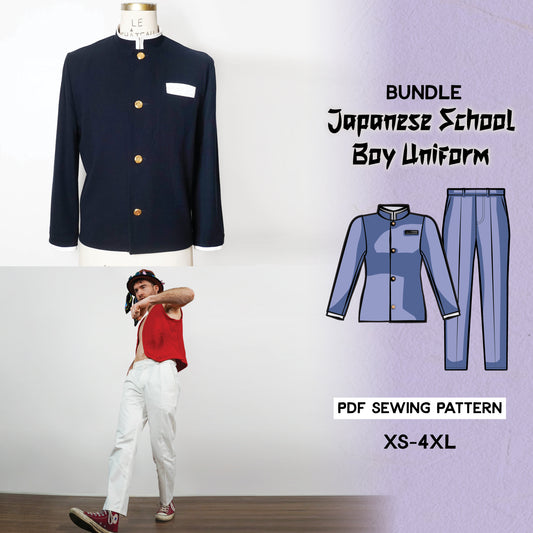Japanese School Boy Uniform Cosplay Fashion Costume Sewing Pattern/Downloadable PDF File