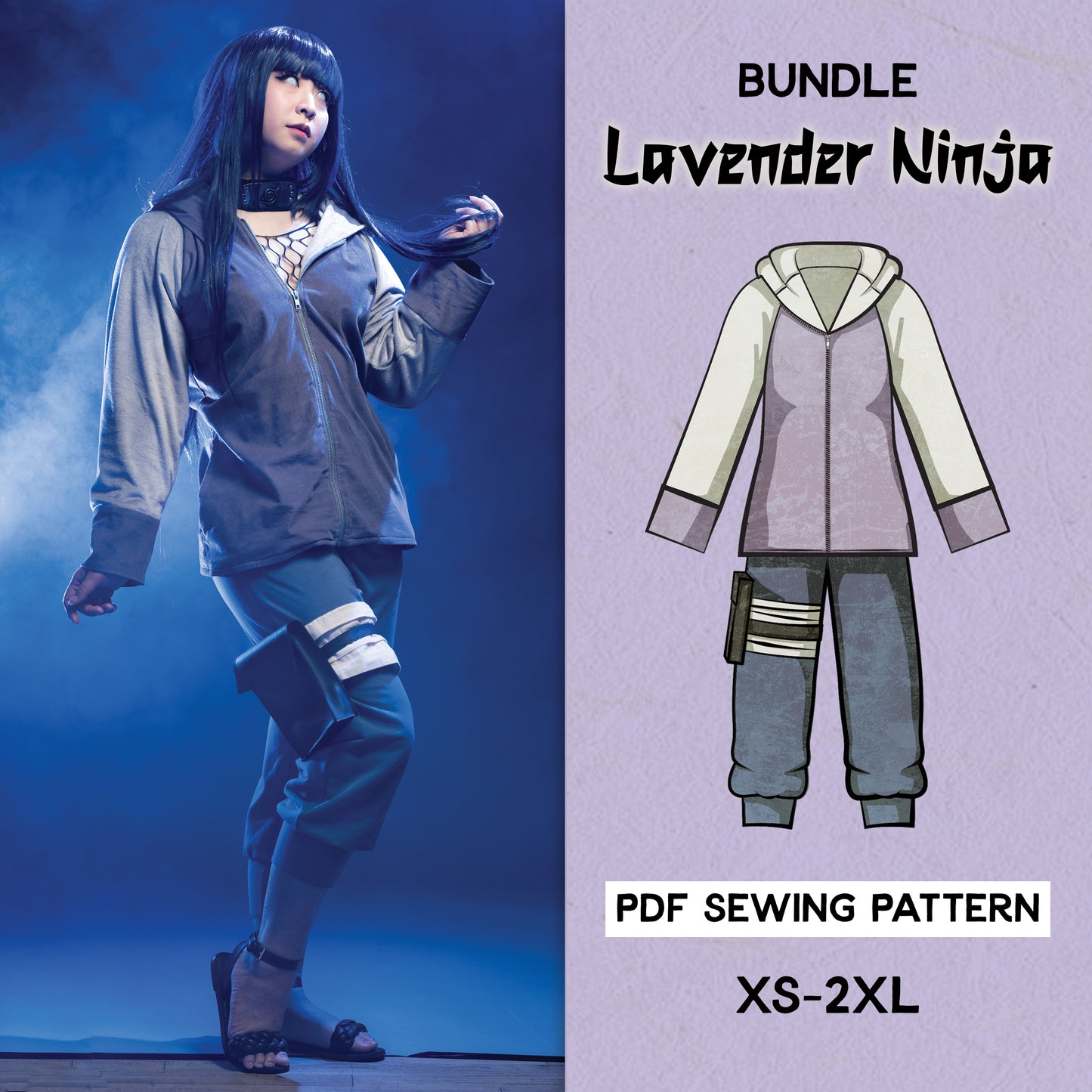 BUNDLE Lavender Ninja Cosplay Sewing Pattern/Downloadable PDF File