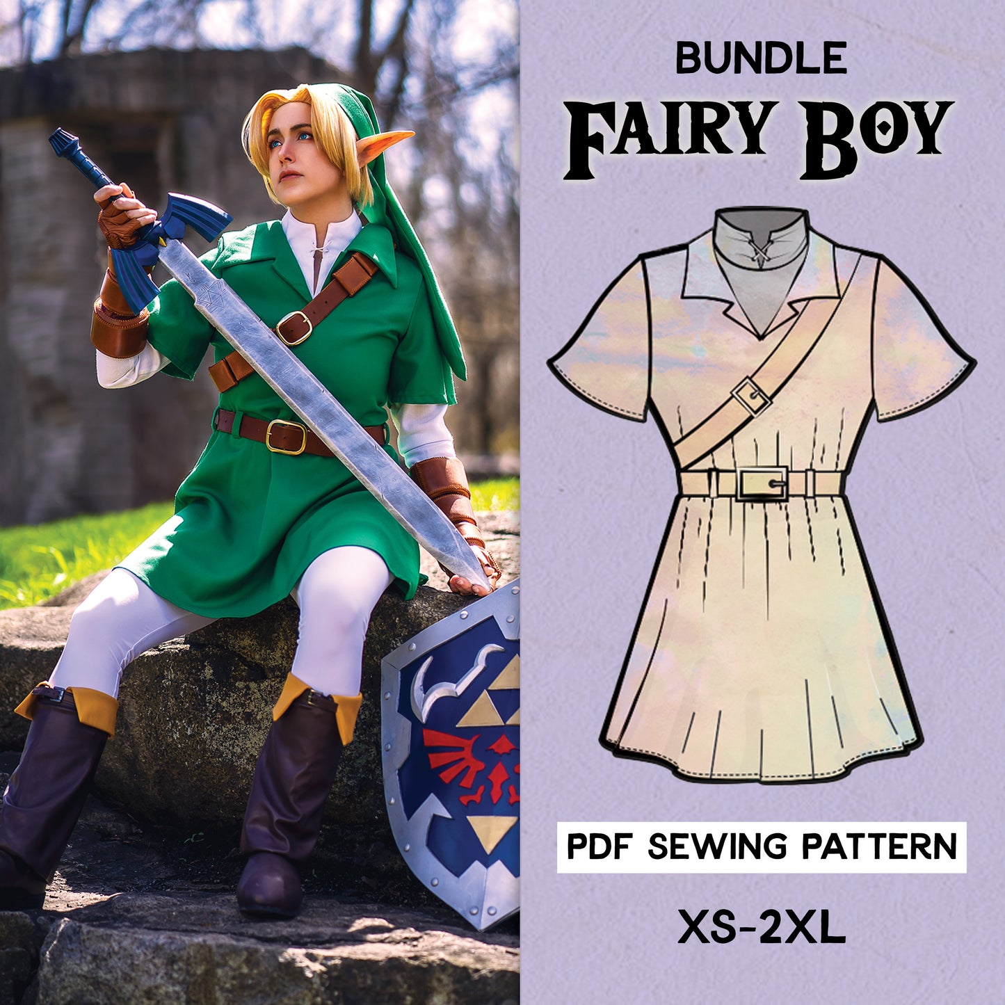 BUNDLE Fairy boy Cosplay Sewing Pattern/Downloadable PDF file