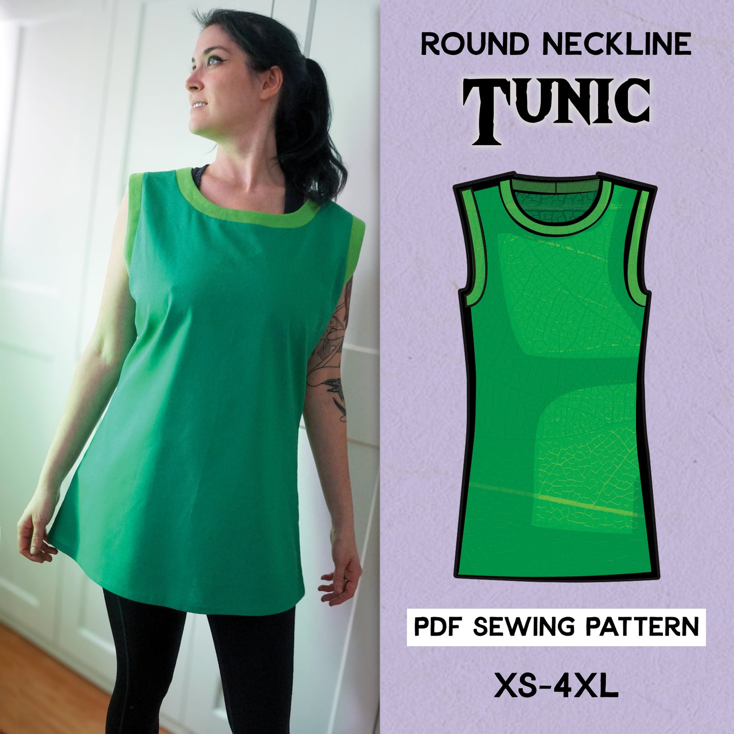 Round Neckline Tunic Sewing Pattern/Downloadable PDF and Tutorial Book