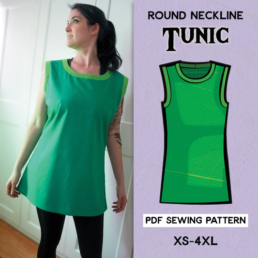 Round Neckline Tunic Sewing Pattern/Downloadable PDF and Tutorial Book