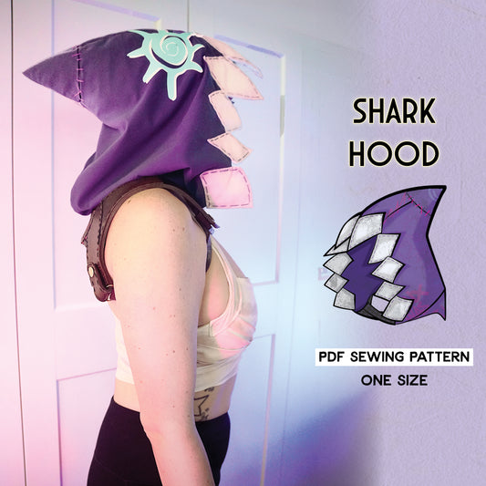 Shark Hood Sewing Pattern/Downloadable PDF File and Tutorial Book