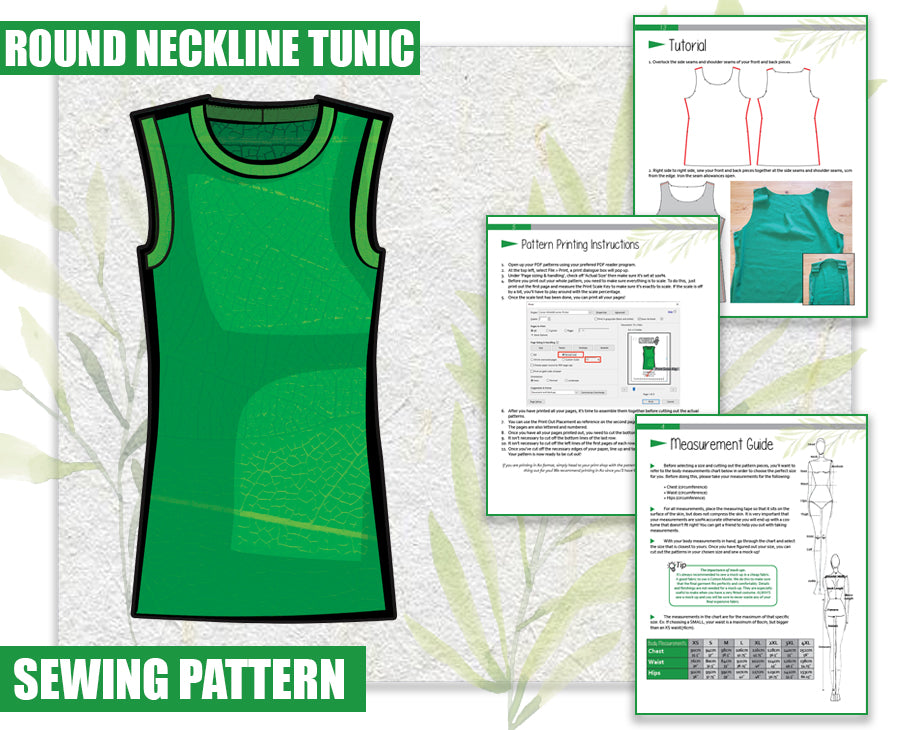 Round Neckline Tunic Sewing Pattern/Downloadable PDF and Tutorial Book