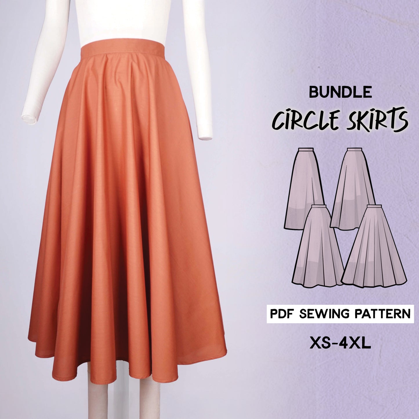Circle Skirts Bundle Sewing Pattern/Downloadable PDF File and Tutorial Book