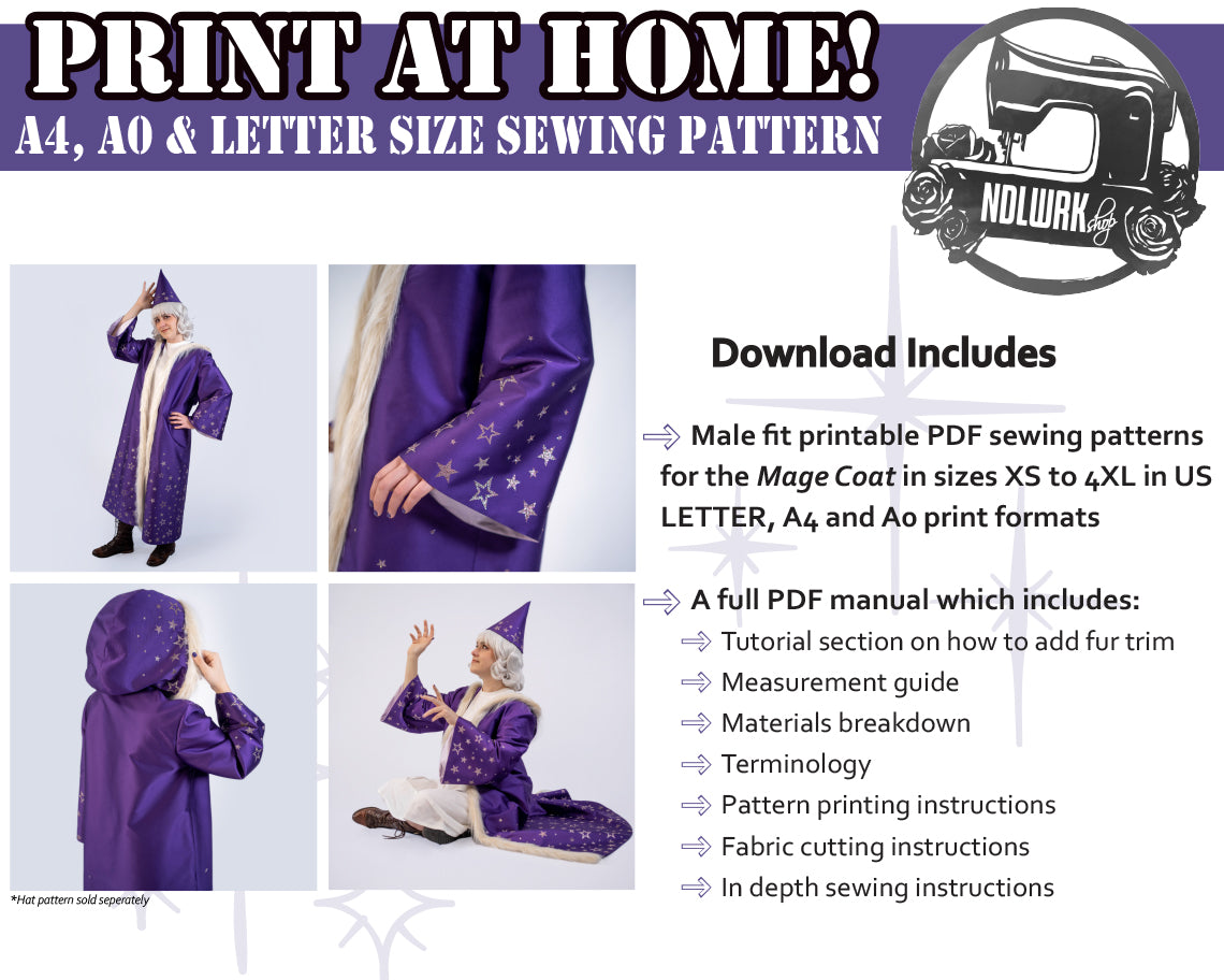 Mage Coat Cosplay Costume Sewing Pattern/Downloadable PDF File