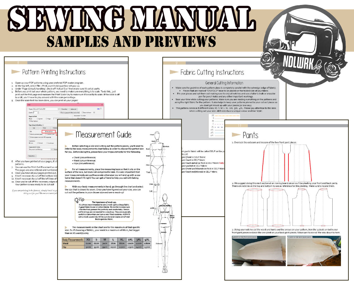 Wide Hakama Pants Sewing Pattern/Downloadable PDF and Tutorial Book