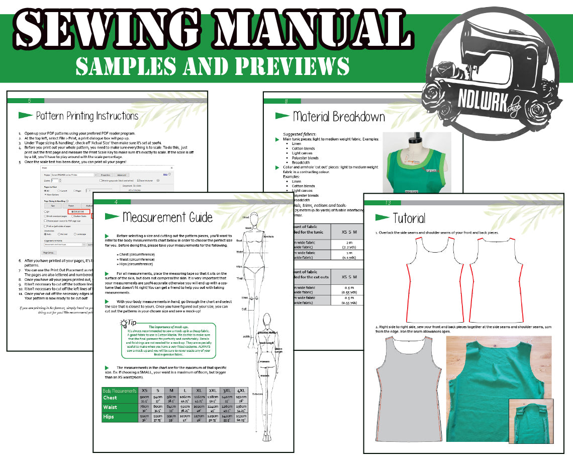 Round Neckline Tunic Sewing Pattern/Downloadable PDF and Tutorial Book