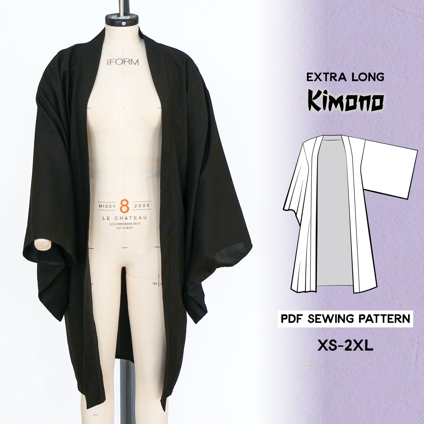 Extra Long Kimono Cosplay Sewing Pattern/Downloadable PDF File