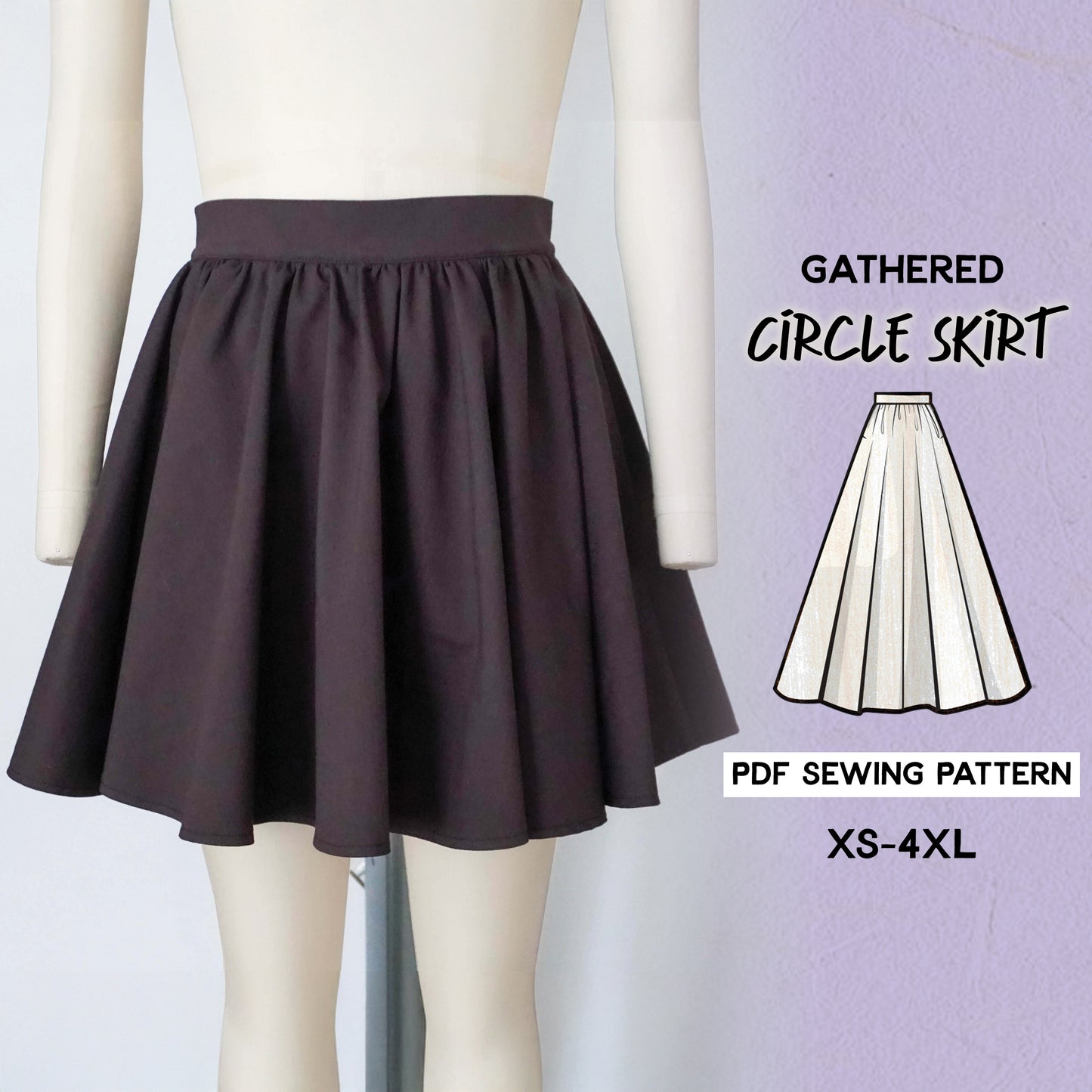 Gathered Full Circle Skirt Sewing Pattern/Downloadable PDF File and Tutorial Book