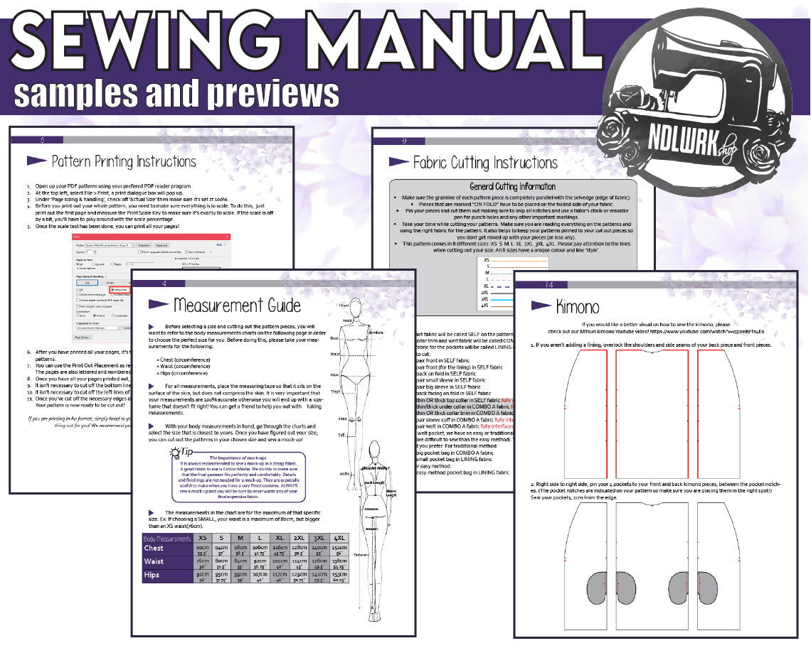 Long Kimono/Haori Lined Sewing Pattern/Downloadable PDF File and Tutorial Book