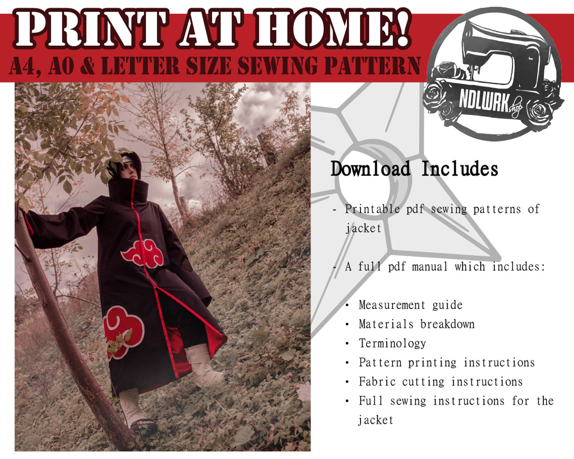 Cloud Ninja Jacket Cloak Cosplay Sewing Pattern/Downloadable PDF File