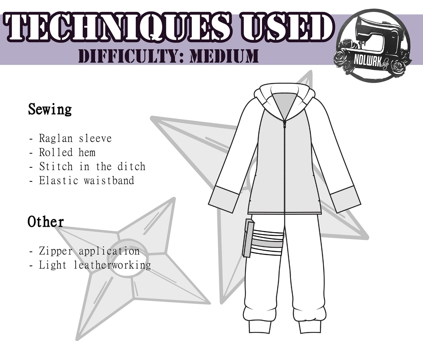 BUNDLE Lavender Ninja Cosplay Sewing Pattern/Downloadable PDF File