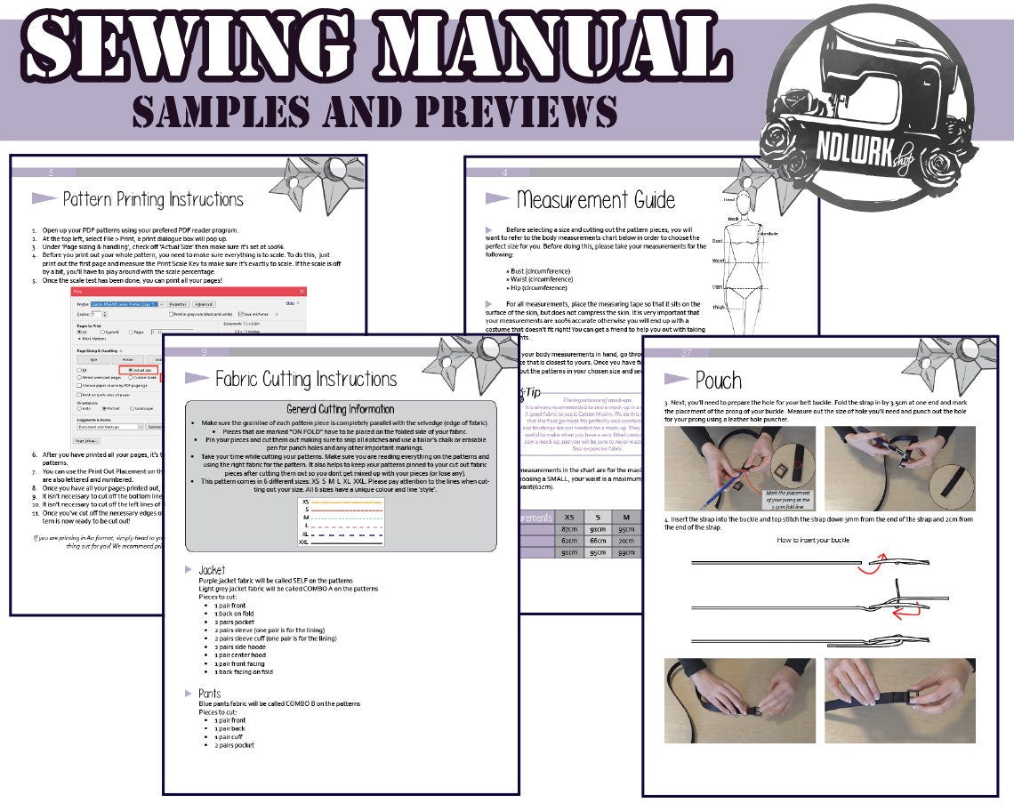 BUNDLE Lavender Ninja Cosplay Sewing Pattern/Downloadable PDF File