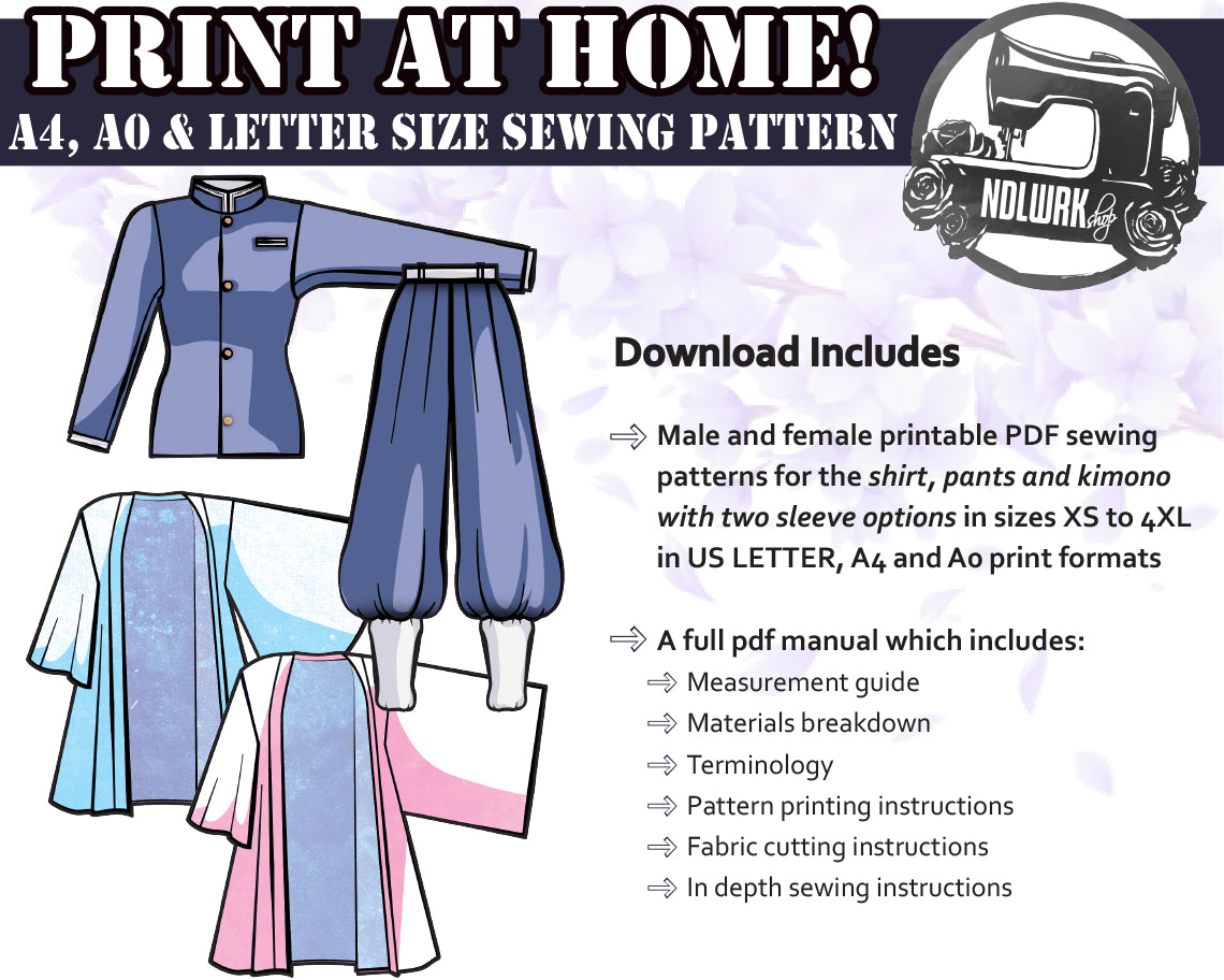 Japanese Uniform Cosplay Sewing Pattern / Downloadable PDF File