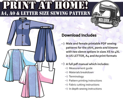 Japanese Uniform Cosplay Sewing Pattern/Downloadable PDF File
