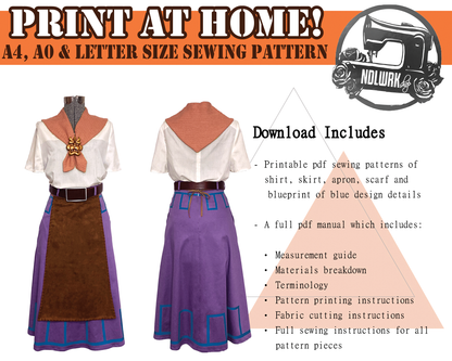 Farm Girl Cosplay Sewing Pattern/Downloadable PDF file