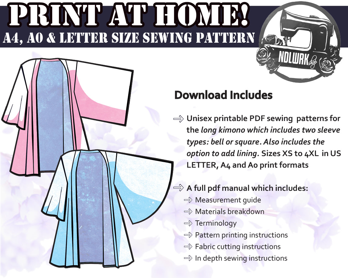 Long Kimono/Haori Lined Sewing Pattern/Downloadable PDF File and Tutor – ndlwrkshop long-kimono-haori-lined-sewing-pattern-downloadable-pdf-file-and-tutor-ndlwrkshop