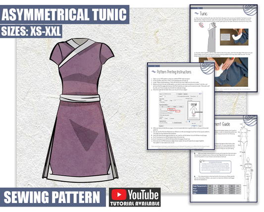 Asymmetrical Tunic Cosplay Sewing Pattern/Downloadable PDF File