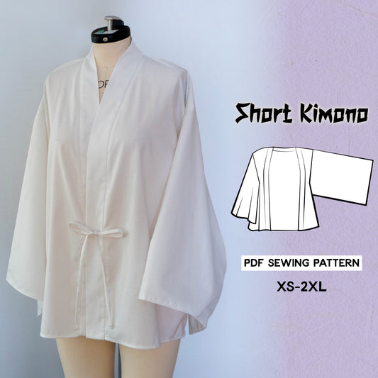 Short Kimono Sewing Pattern/Downloadable PDF File and Tutorial Book