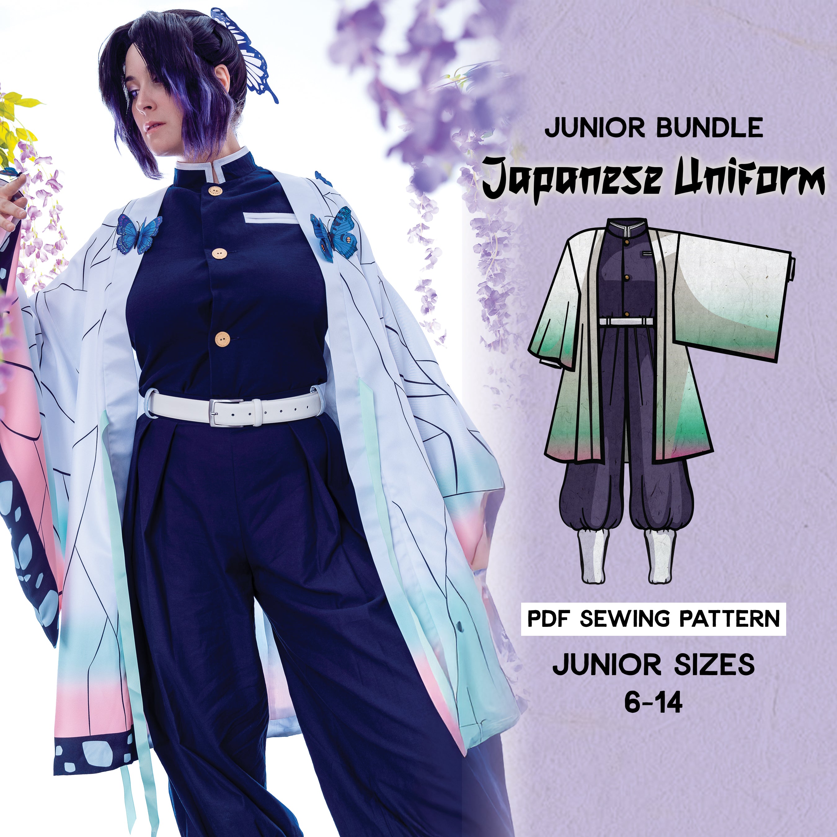 Japanese Uniform Sewing Pattern PDF | Kids Cosplay Outfit Set