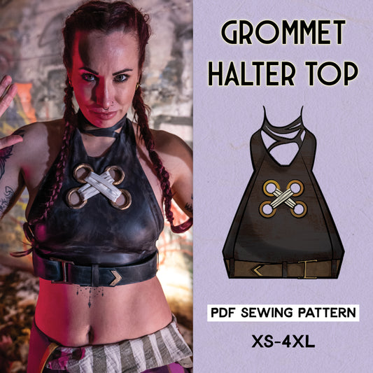 Grommet Halter Top Sewing Pattern/Downloadable PDF File and Tutorial Book