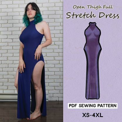 Open Thigh Full Stretch Dress Sewing Pattern/Downloadable PDF and Tutorial Book