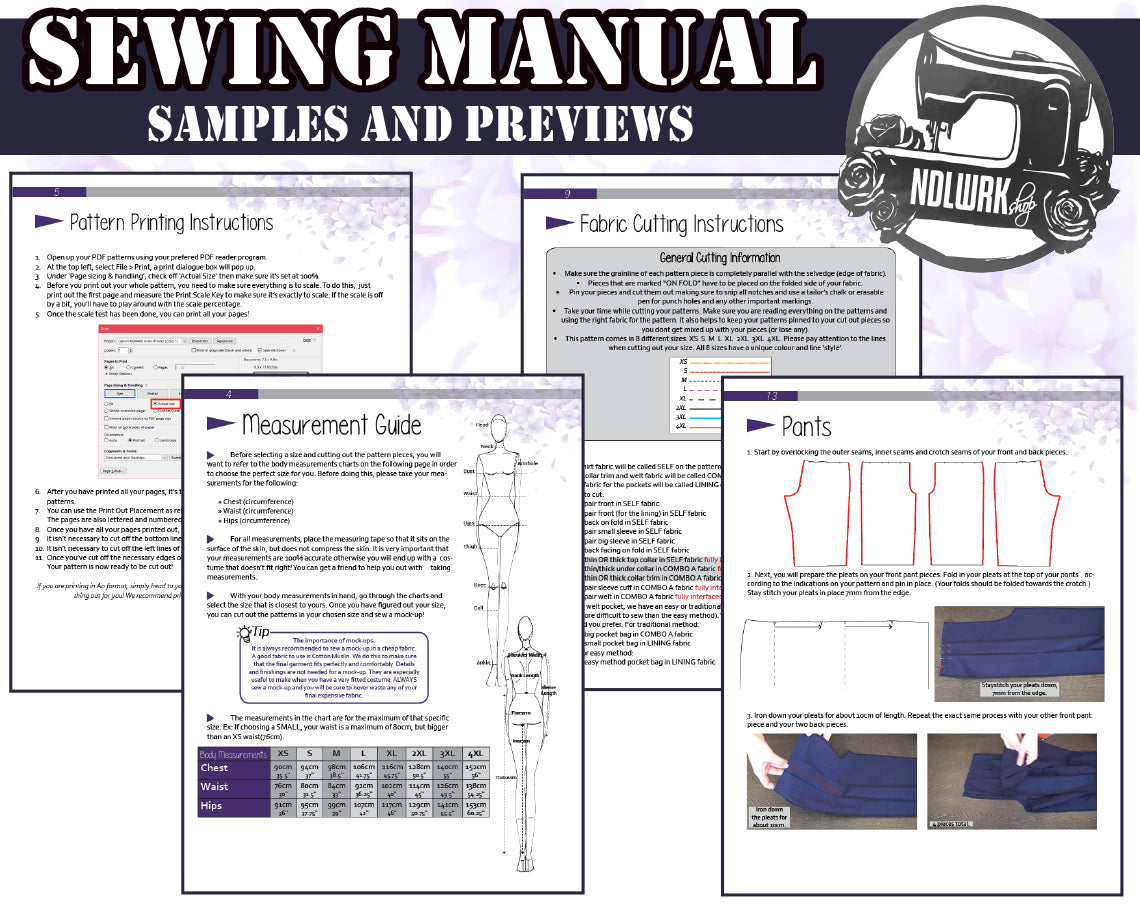 Cuffed Hakama Pants Sewing Pattern/Downloadable PDF File and Tutorial Book