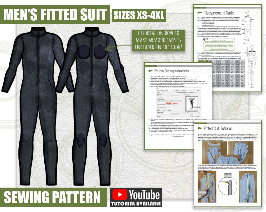 MEN Fitted Suit Sewing Pattern/Downloadable PDF File and Tutorial Book