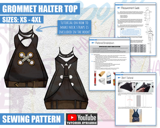 Grommet Halter Top Sewing Pattern/Downloadable PDF File and Tutorial Book