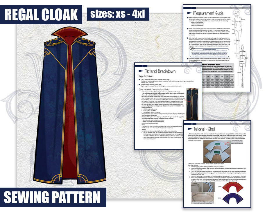 Regal Cloak Sewing Pattern/Downloadable PDF File and Tutorial Book