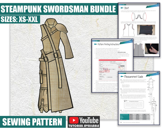 BUNDLE Steampunk Swordsman Cosplay Sewing Pattern/Downloadable PDF File
