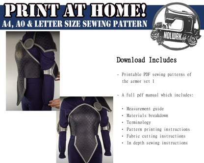 Armor Set 1 Sewing Pattern/Downloadable PDF File and Tutorial Book