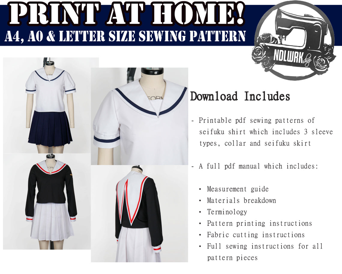 Seifuku Uniform Sewing Pattern | Japanese School Outfit | Women’s Sizes ...