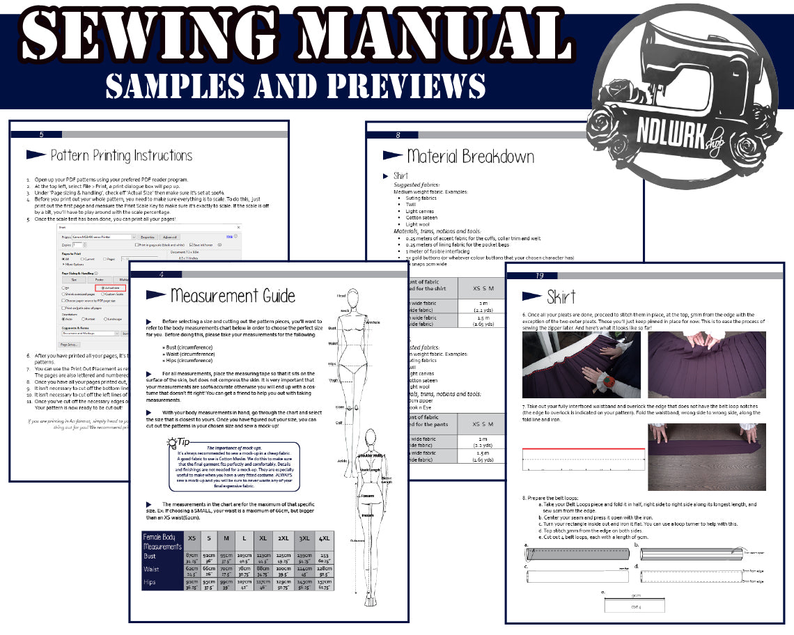 Seifuku Shirt Sewing Pattern/Downloadable PDF and Tutorial Book