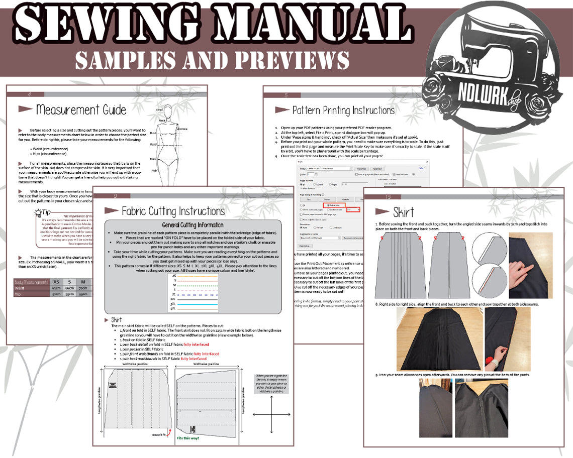 Hakama Skirt Costume Sewing Pattern/Downloadable PDF File – ndlwrkshop