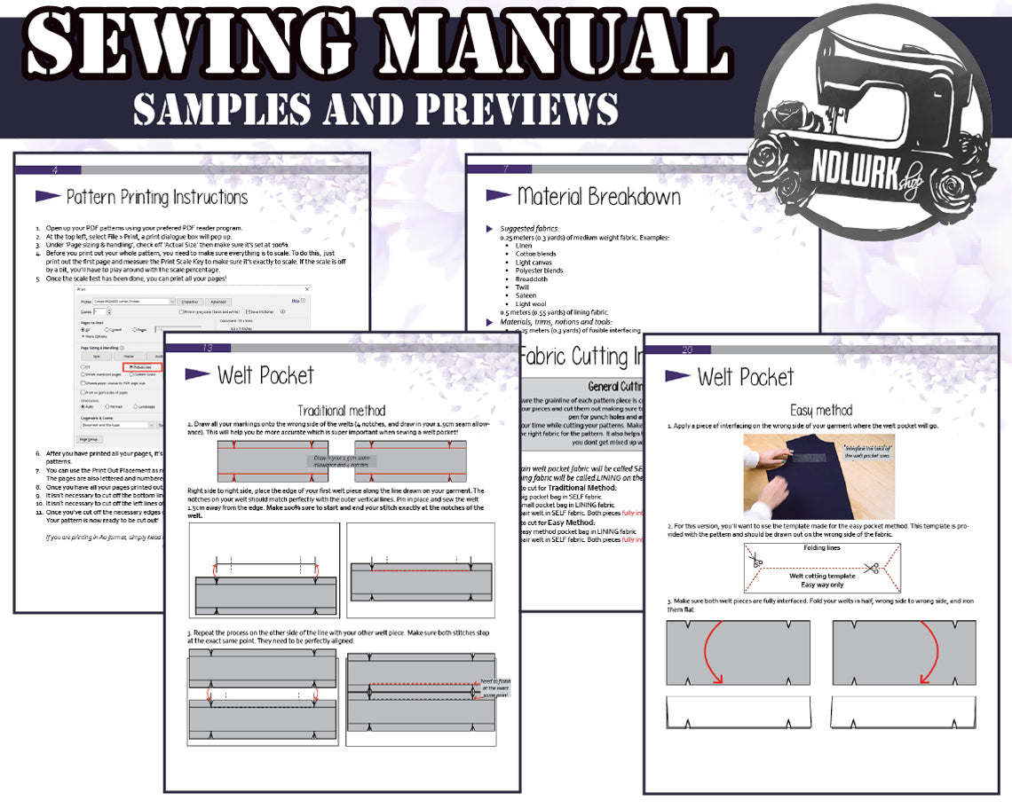 Welt Pocket Cosplay Fashion Costume Sewing Pattern/Downloadable PDF File