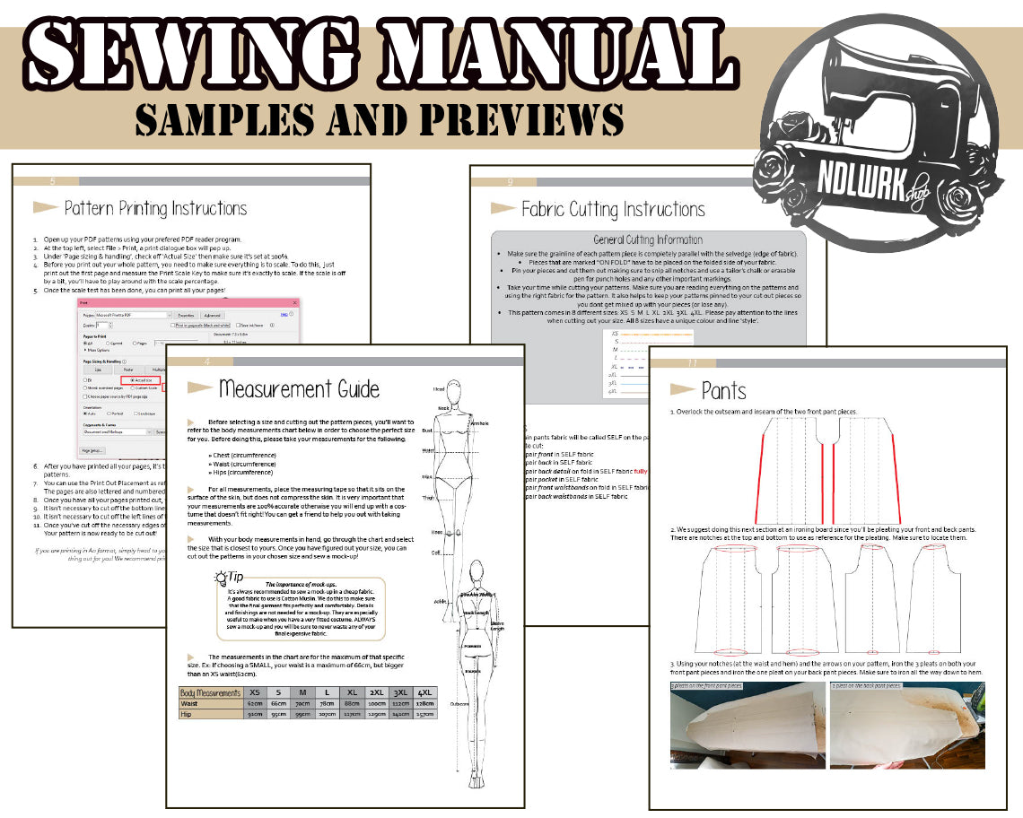 Cuffed Hakama Pants Sewing Pattern/Downloadable PDF File and