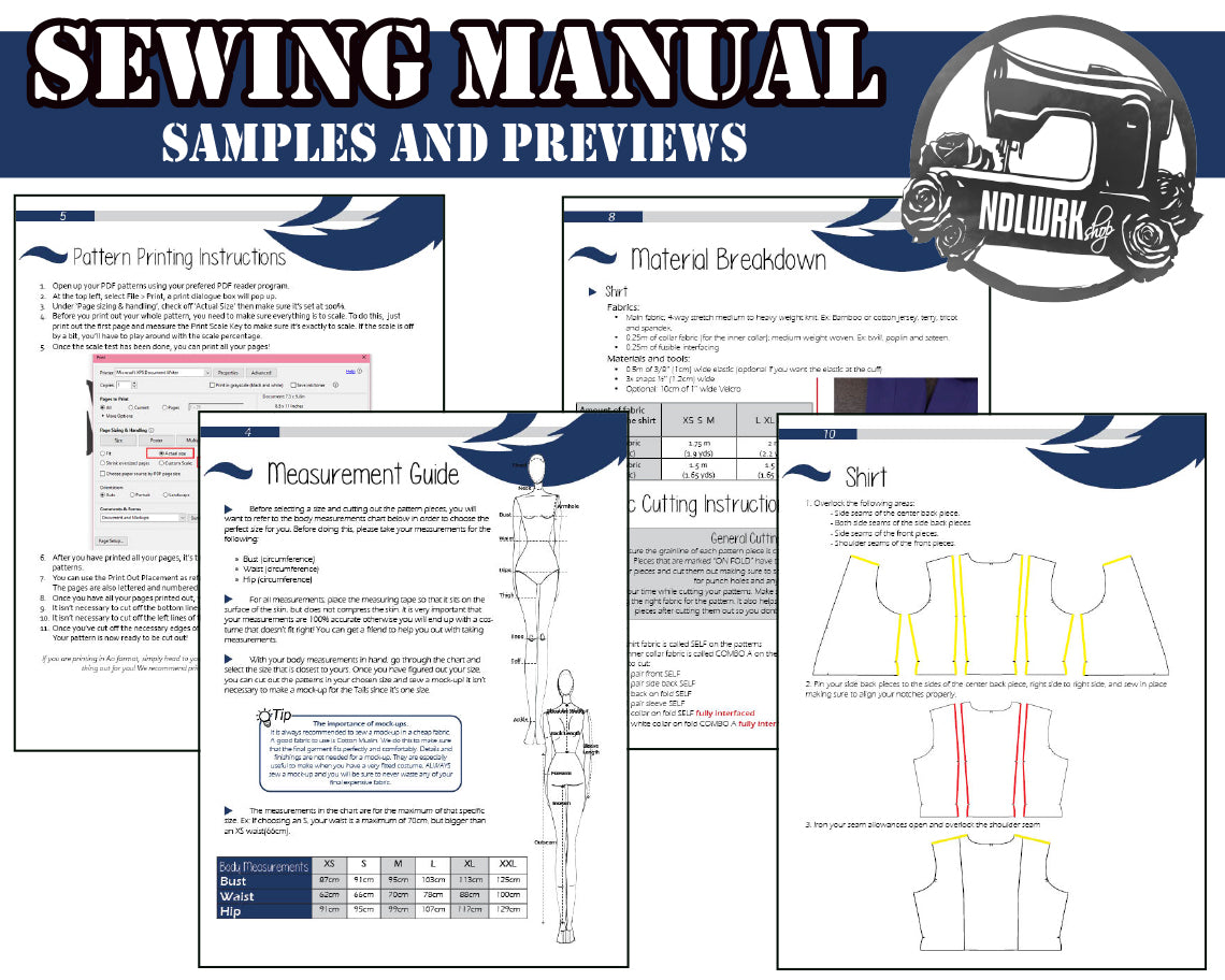 Fitted Ninja Shirt Sewing Pattern/Downloadable PDF File and Tutorial Book