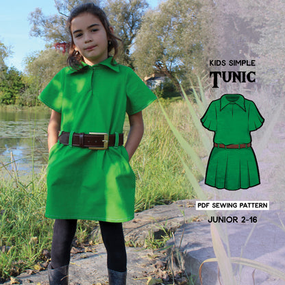 Junior Simple Tunic Sewing Pattern/Downloadable PDF File and Tutorial Book