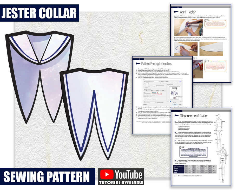 Seifuku Jester Collar Sewing Pattern/Downloadable PDF and Tutorial Book