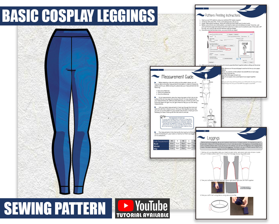 Basic Cosplay Leggings Sewing Pattern/Downloadable PDF File and Tutori ...
