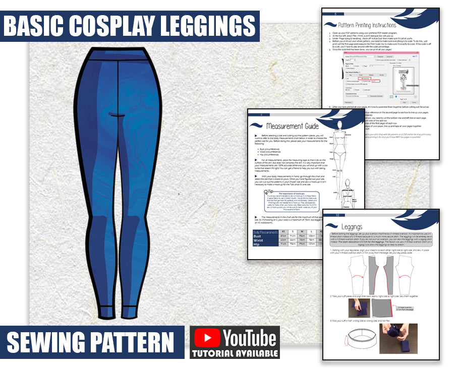 Basic Cosplay Leggings Sewing Pattern/Downloadable PDF File and Tutorial Book