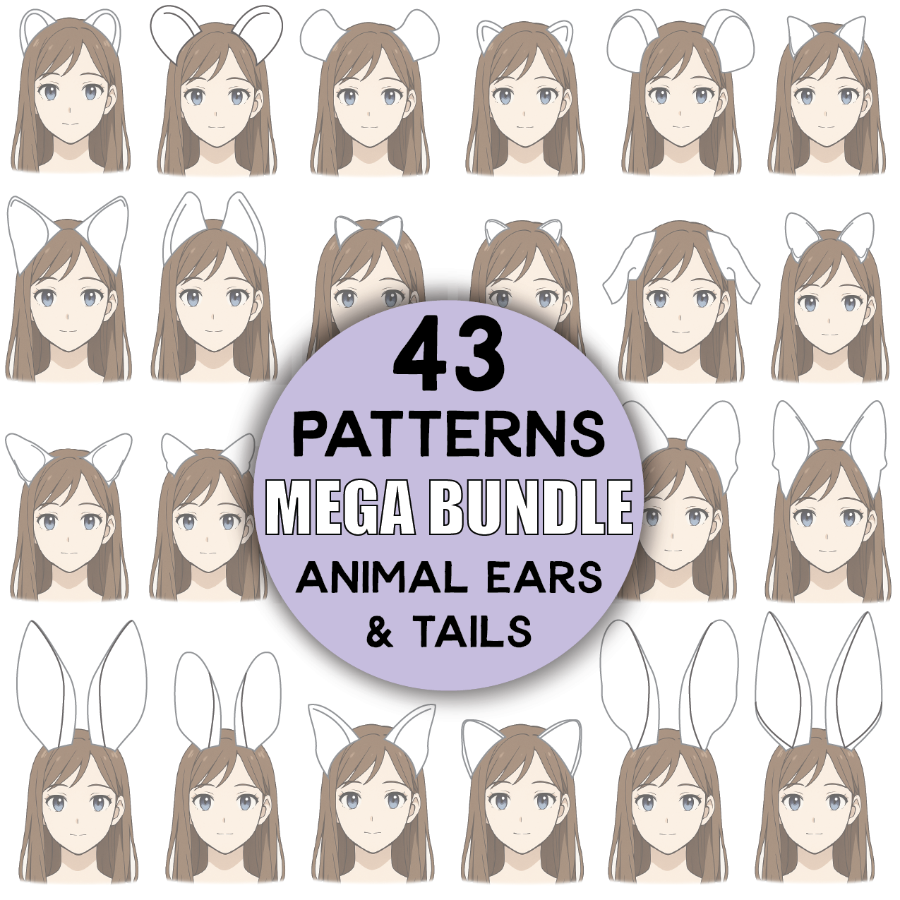 Easy No-Sew Animal Ears and Tails Pattern / Downloadable PDF File and Tutorial Book