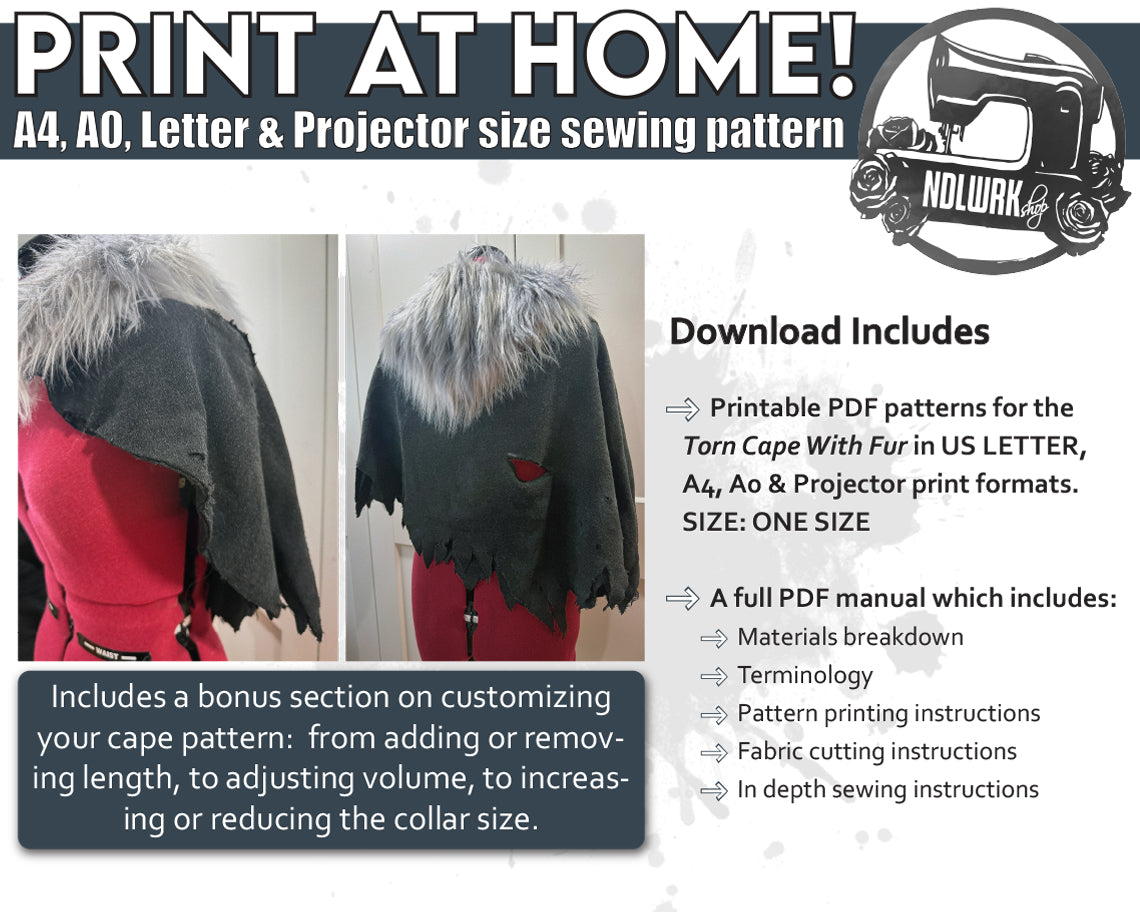Easy Cape Pattern | Fur Shoulder Collar Sewing PDF + Tutorial Book