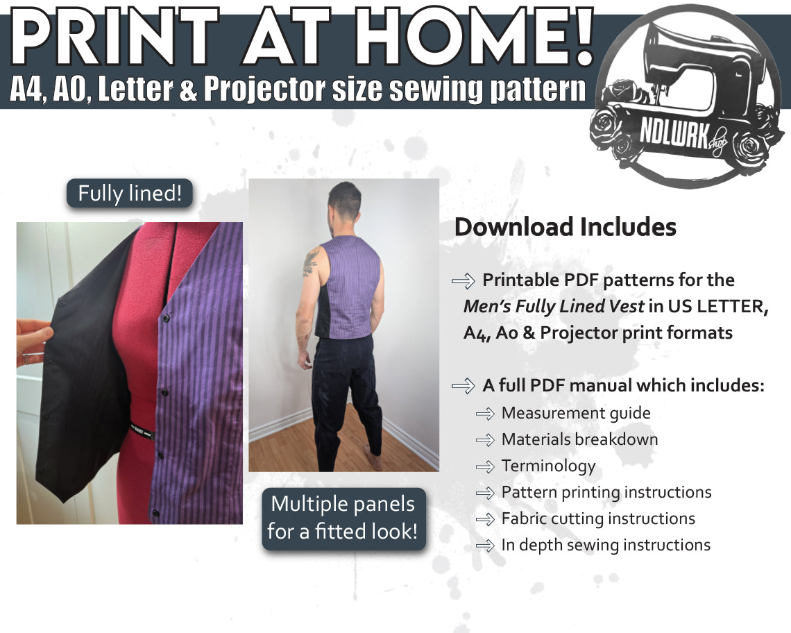 Easy Waistcoat Sewing Pattern PDF | Fully Lined Vest Pattern + Tutorial Book