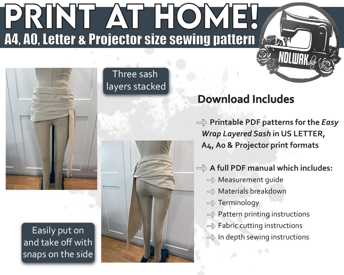 Easy Wrap Layered Sash Sewing Pattern | PDF + Tutorial Book