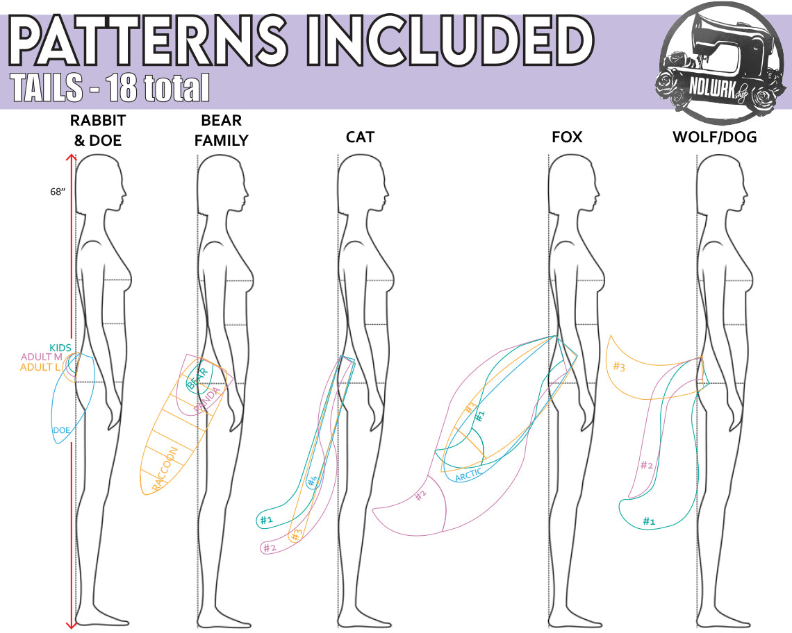 Easy No-Sew Animal Ears and Tails Pattern / Downloadable PDF File and Tutorial Book