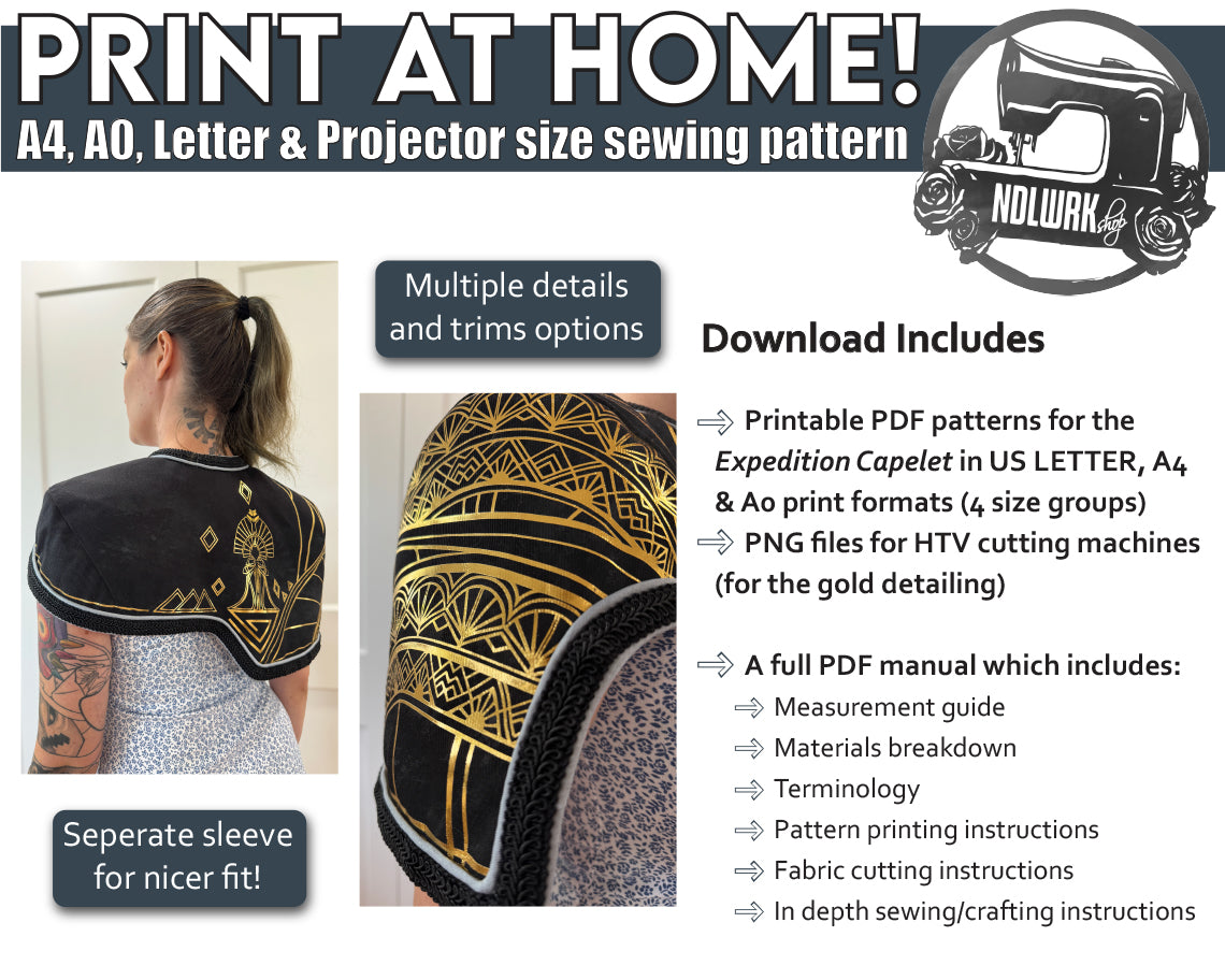 Expedition Capelet Sewing Pattern | Cosplay Short Cape | Downloadable PDF File and Tutorial Book