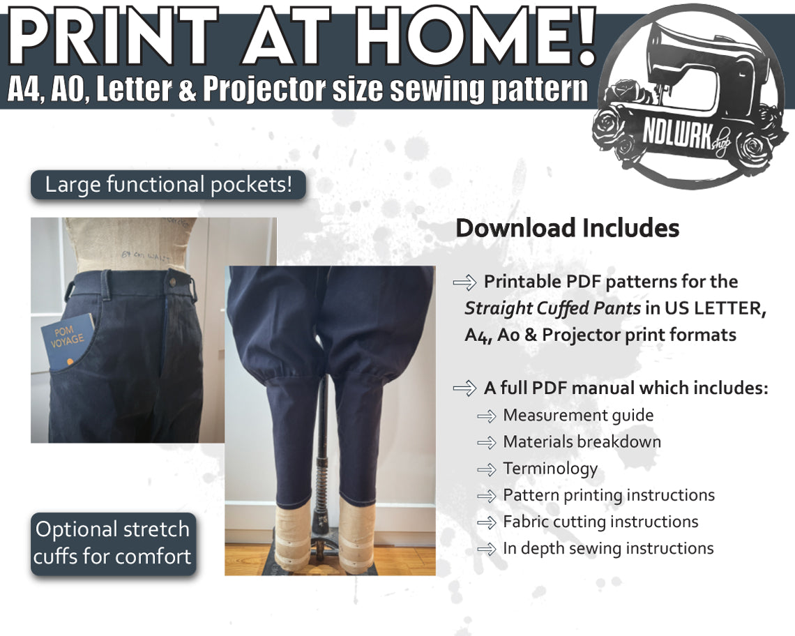 Straight Cuffed Pants Sewing Pattern | Expedition 33 inspired | PDF File and Tutorial Book