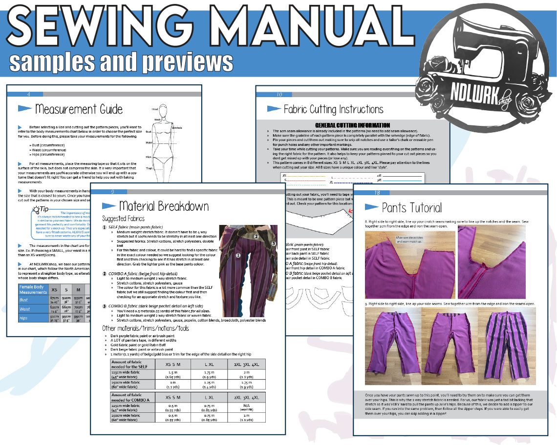 Circus Pants Sewing Pattern/Downloadable PDF File and Tutorial Book